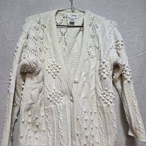 Women's White Cable Knit Sweater
